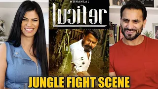 LUCIFER | MOHANLAL | JUNGLE Fight Scene REACTION!!
