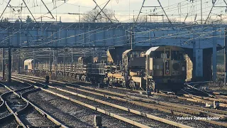 trains at a freezing cold Doncaster Station 18-1-24