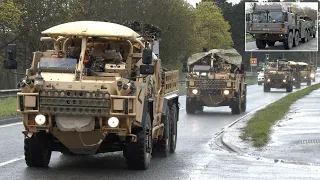 British Army recon vehicles travelling in columns during NATO Exercise Steadfast Defender 🪖