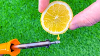 Place a lemon on an electric soldering iron and admire the results!