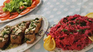 Açorda de beterraba com bacalhau assado