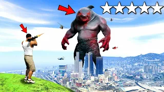 Scary SHARK HEAD Destroys LOS SANTOS In GTA 5 - King Shark VS Franklin