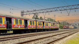 High speed train Race !! parallel race between local trains & wap -7 with inspection special  train