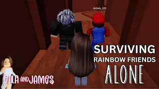 Ella and James play RAINBOW FRIENDS ALONE! (Seeing who can get most items) Roblox gameplay