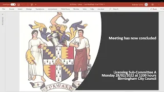 Licensing Sub-Committee A - Monday 28 February 2022 at 1200 hours