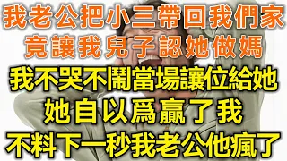 我老公把小三帶回我們家！竟讓我兒子認她做媽！我不哭不鬧當場讓位給她！她自以爲贏了我！不料下一秒我老公他瘋了！#微光夜讀#幸福生活#幸福人生#為人處世#生活經驗#情感故事