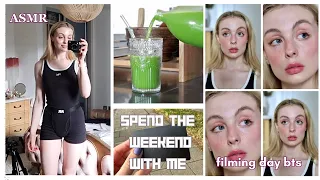 ASMR WEEKEND VLOG | let's film some content, make green juice & do a big pr unboxing together