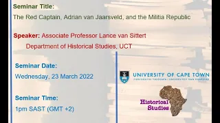 HST Seminar: 23 March 2022 - A/Prof Lance van Sittert