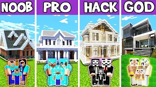 Minecraft Battle: Family Traditional House Build Challenge - Noob VS Pro VS Hacker VS God