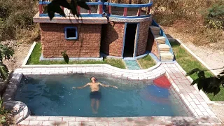 How to build mud house, Rice gardend and beautiful swimming pool.