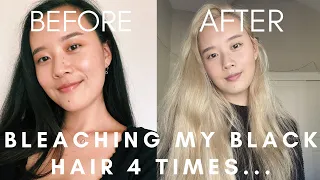 bleaching my black hair at home | i bleached it 4 times....