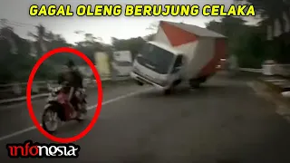 KAPOK..! Aksi Truk GAGAL OLENG Berujung Celaka