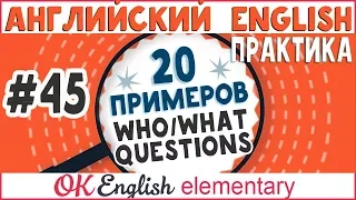 20 примеров #45 WHO/WHAT questions - Вопросы с who и what в английском | уроки английского языка