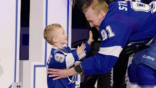 Carter Stamkos Mic'd up for Steven Stamkos' 500th Goal Ceremony