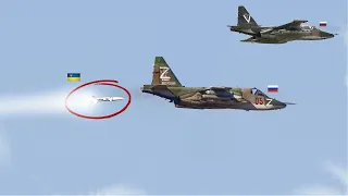 Scary moment! Two Russian pilots died after their Su-25 was shot down by Ukrainian missile.