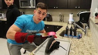 EXPERIMENT Glowing 1000 degree KNIFE VS NEW YEEZYS!