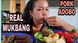PINAY MUKBANGERS | Mixed fruits and vegetables +Pork adobo ❤💕Angelgrace channel