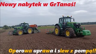 😈Nowy John Deere 6195M w GrTanaś?!💪Czyli oporowa uprawa i siew żyta z pompą 2023🔥2x John Deere⛔