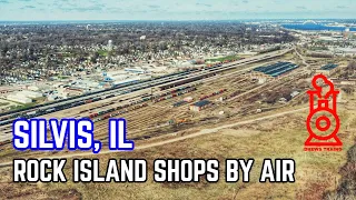 Silvis Illinois Rock Island shops drone view - April 2022 - Drews Trains Drone Railfan