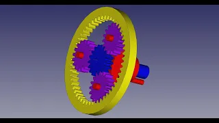 FreeCAD Assembly 4 planetary gearboxes