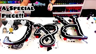 # 592 - 🖤🤍A SPECIAL Piece for a Special Couple👰🏻🤵 - Acrylic Pour Painting