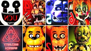 FNAF 1 2 3 4 5 6 UCN VR AR 9 SECURITY BREACH ALL JUMPSCARES (In-Game)