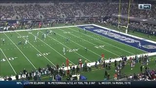 Prescott catches his bounced fumble for a first down