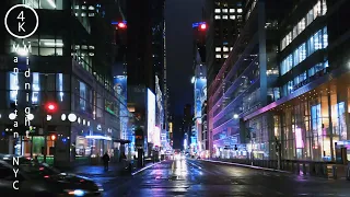 NYC Walking in the Midnight Rain - Manhattan, New York 4K