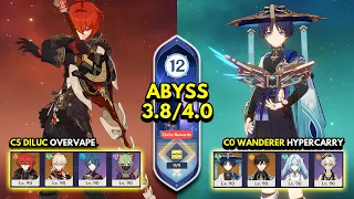 C5 Diluc Overvape & C0 Wanderer Hypercarry | Spiral Abyss 3.8/4.0 Floor 12 9 Stars | Genshin Impact