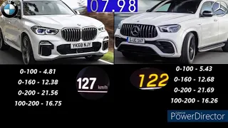 BMW X5 40DXDRIVE 340PS VS MERCEDES GLE 400D COUPE 4MATIC 330PS ACCELERATION 0-250KM/H