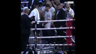 Anthony Joshua appeared to throw two of Usyk's belts out of the ring, and then storms off the canvas