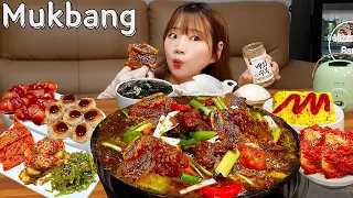 Sub)Real Mukbang- My Birthday! Korean Home Meal 🥳 Braised Short Ribs 🍖 Noodles 🍜 ASMR KOREAN FOOD