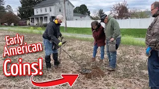 Completely Surrounded! - Metal Detecting RARE Old Coins in a Field Flanked by Colonial Homes!