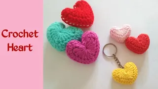 How to Crochet a Heart | Easy Crochet Amigurumi Heart Keychain - Crochet 3D Puffy Valentine Heart