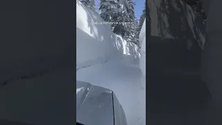 Lake Tahoe resident drives past walls of snow