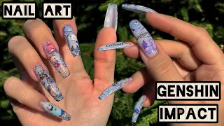 Genshin Impact nail art, Маникюр самой себе 😍