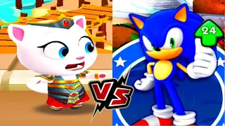 Talking Tom Gold Run VS Sonic Dash Соревнование Валькирия Анжела VS Sonic VS Silver VS Blaze