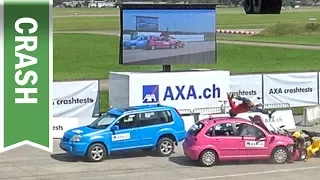 Axa Crashtests 2017: Cyberrisk & autonomes Fahrten: Gehackte Bremse, Felsschlag, Frontalzusammenstoß