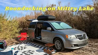 BOONDOCKING on Mittry Lake in My Minivan Camper Conversion Part 1 | Free Dispersed Camping in Yuma