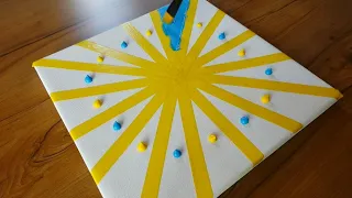 Sun rays abstract painting with masking tape/painting for beginners #3/satisfying ASMR