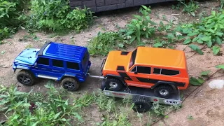 Тестируем Гелик с прицепом. Traxxas trx-4 Mercedes-Benz G500 с прицепом, сделанным своими руками.