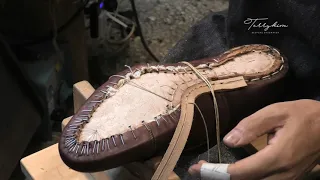 Making HANDMADE Double  Monk Strap Shoes with Hand-dyed leather