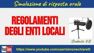 Auto-orale: Regolamenti degli Enti Locali (1/4/2022)