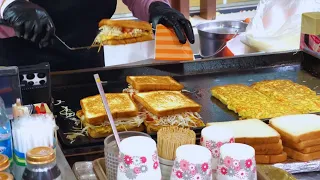 Korean street food-Street Toast Master In Myeongdong | Myeongdong Toast