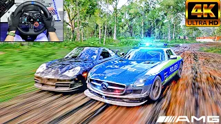 Police Chase Mercedes Benz SLS AMG vs PORSCHE  l Forza Horizon5 | LOGITECH G29 4K