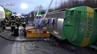 VN24 - Tanker with 32,000 liters of fuel overturns into the slope on the A44