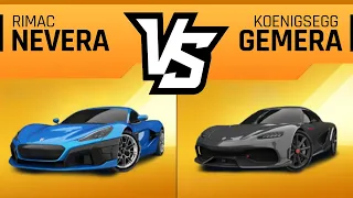 Asphalt 9 RIMAC NEVERA vs KOENIGSEGG GEMERA - Max Comparison & Performance Review