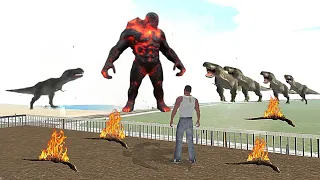 100 DINOSAUR KILL LAVA GOD IN INDIAN BIKE DRIVING 3D | LAVA GOD ATTACK