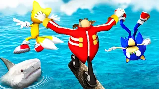 GTA 5 Sonic and Tails vs Doctor Eggman Water Ragdolls & Fails ep.2 [Funny Moments]