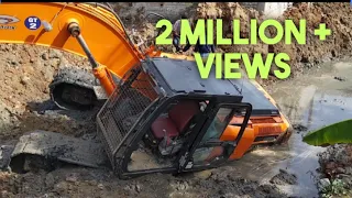 TATA HITACHI Excavator Stuck in Deep Mud  #essenceworld